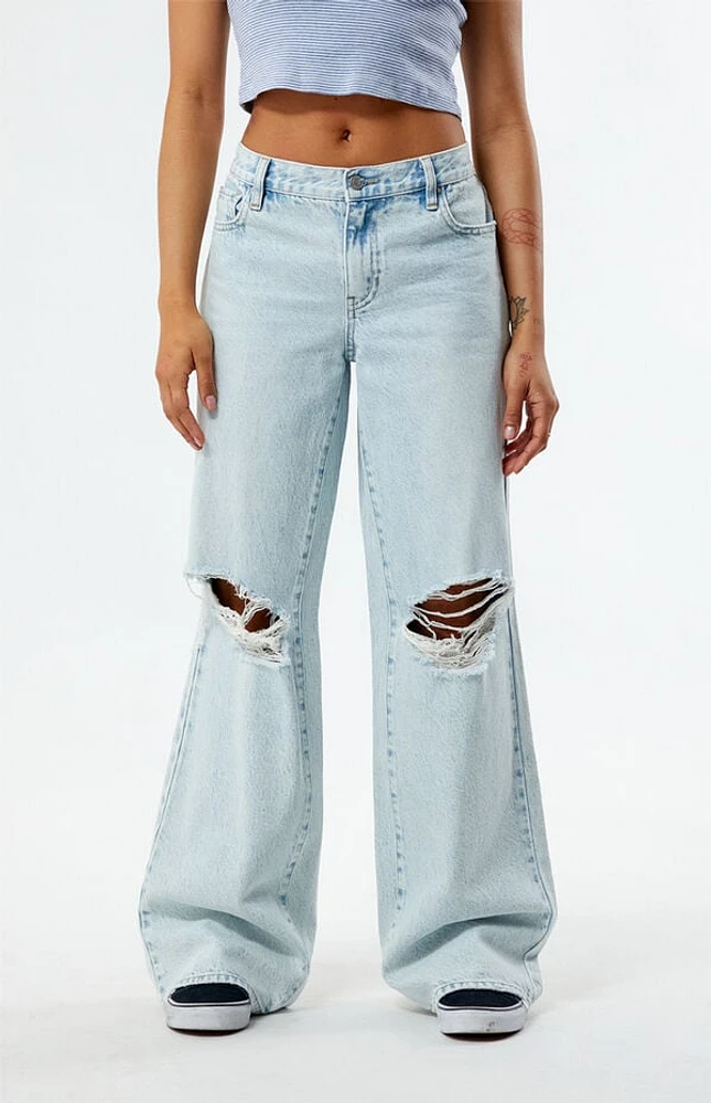 Pacsun Eco Light Indigo Ripped Parker Extreme Baggy Jeans