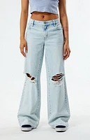 Pacsun Eco Light Indigo Ripped Parker Extreme Baggy Jeans