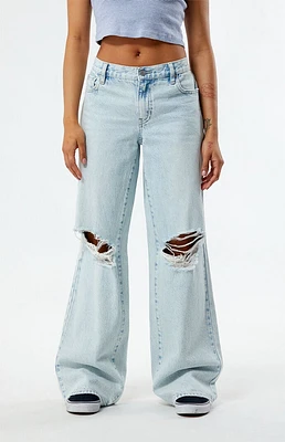PacSun Eco Light Indigo Ripped Parker Extreme Baggy Jeans