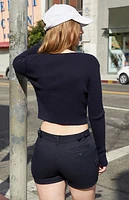 John Galt Blue Notched V Neck Sweater