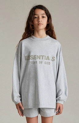 Kids Fear of God Essentials Light Heather Grey Long Sleeve T-Shirt