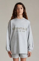 Kids Fear of God Essentials Light Heather Grey Long Sleeve T-Shirt