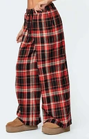 Edikted Lounge Around Plaid Wide Leg Pants