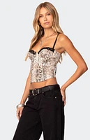 Edikted Snakeskin Denim Corset