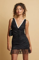 Beverly and Beck Bow Lace Ruffle Halter Mini Dress