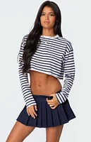 Edikted Stripey Cropped Long Sleeve T-Shirt