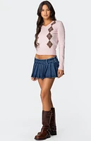 Edikted Argyle V Neck Knit Sweater