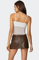 Edikted Viv Ruched Sheer Mesh Top