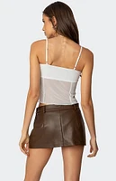 Edikted Viv Ruched Sheer Mesh Top