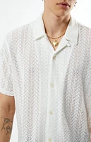 Pacsun White Lance Swirl Knit Oversized Camp Shirt