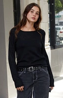 John Galt Black Basic Relaxed Sweater