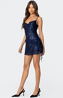 Edikted Sequin Cowl Neck Mini Dress