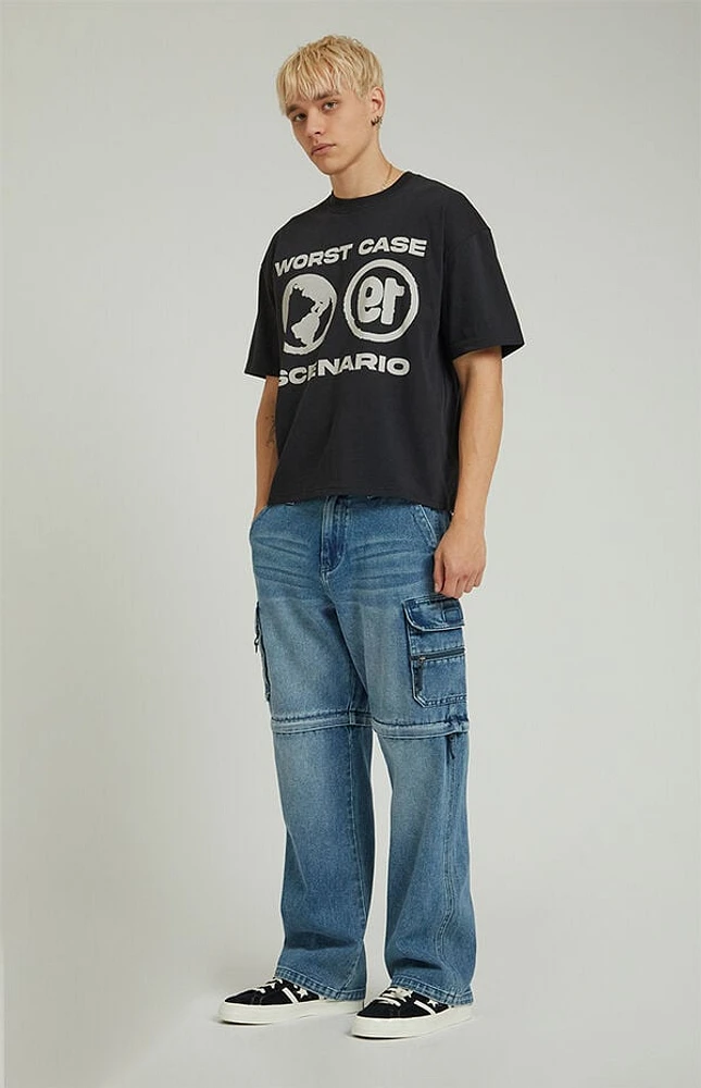 Pacsun Medium Indigo Zip Off Baggy Cargo Jeans