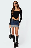 Edikted Off Duty Folded Denim Mini Skirt