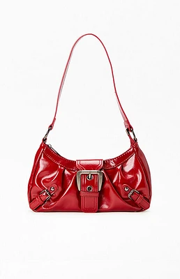 Pacsun Red Faux Leather Front Buckle Shoulder Bag