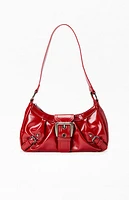 Pacsun Red Faux Leather Front Buckle Shoulder Bag