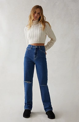 PacSun Dark Indigo Ripped '90s Boyfriend Jeans