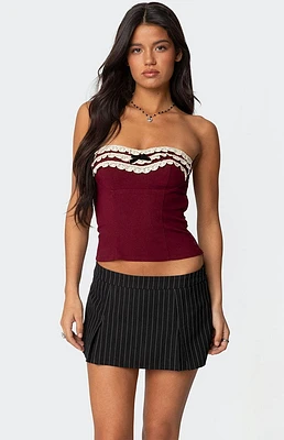 Edikted Eyelet Ruffle Strapless Top