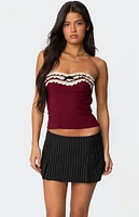 Edikted Eyelet Ruffle Strapless Top