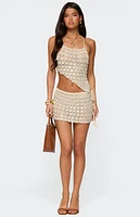 Edikted Alora Iridescent Crochet Mini Skirt