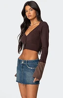 Edikted Color Block Flared Sleeve Cardigan