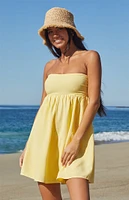 Your Favorite Tie Back Strapless Babydoll Mini Dress