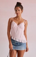 Beverly and Beck Jessie Asymmetrical Lace Trim Tank Top