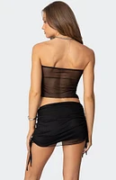 Edikted Joy Asymmetric Sheer Mesh Tube Top