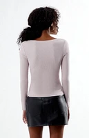 Est. PAC 1980 Lace Trim Ribbed Long Sleeve Top