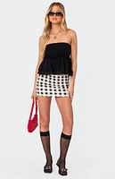 Edikted Linen Look Strapless Peplum Top