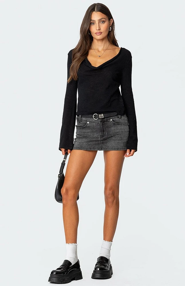 Edikted Bev Stretchy Denim Micro Skirt