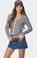 Edikted Madison Striped Zip Up Hoodie