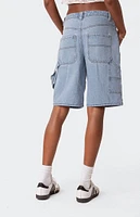 Edikted Low Rise Bermuda Denim Carpenter Shorts