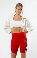 adidas Red Future Icons 3-Stripes Biker Shorts