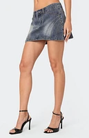 Edikted Uma Top Stitch Washed Denim Mini Skirt