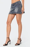 Edikted Uma Top Stitch Washed Denim Mini Skirt