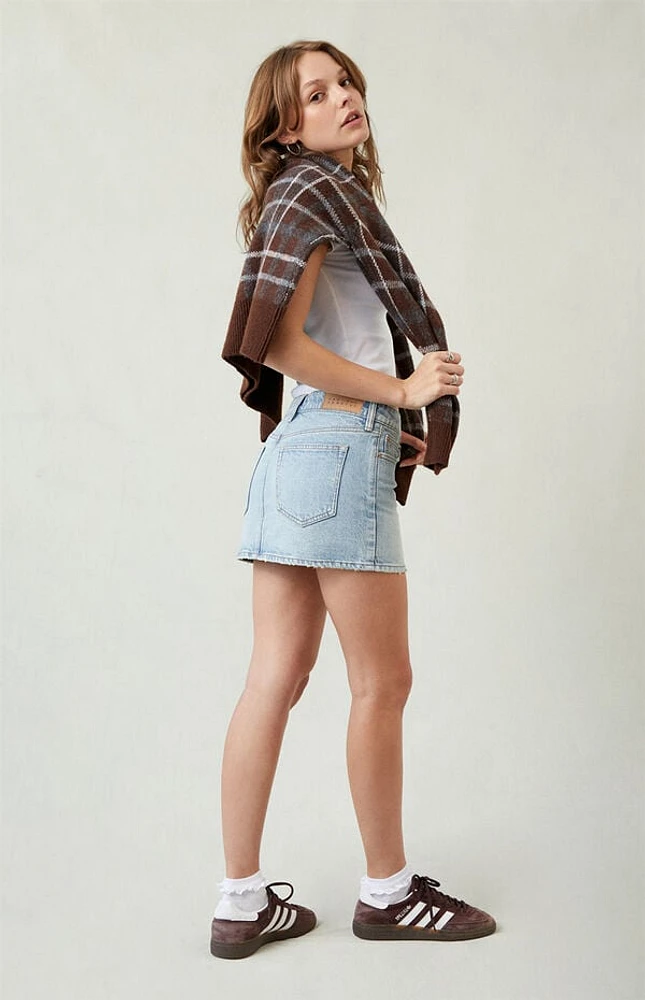 Pacsun Stretch Light Indigo Mid Rise Denim Mini Skirt
