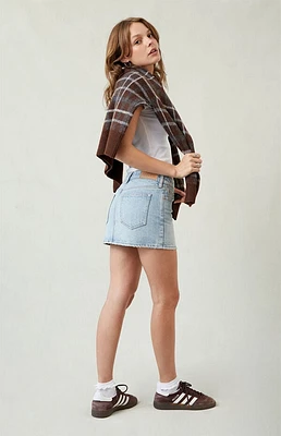 Pacsun Stretch Light Indigo Mid Rise Denim Mini Skirt