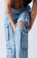 PacSun Light Indigo Zip Off Low Rise Baggy Cargo Jeans