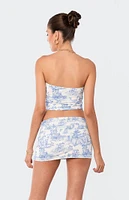 Edikted Delft Print Strapless Top