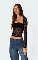 Edikted Addison Sheer Lace Tube Top & Shrug Two Piece Set