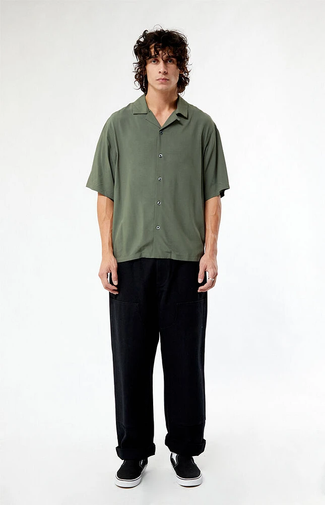 PacSun Olive Oversized Camp Shirt