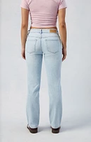 PacSun Eco Light Indigo Low Rise Rhinestone Straight Leg Jeans