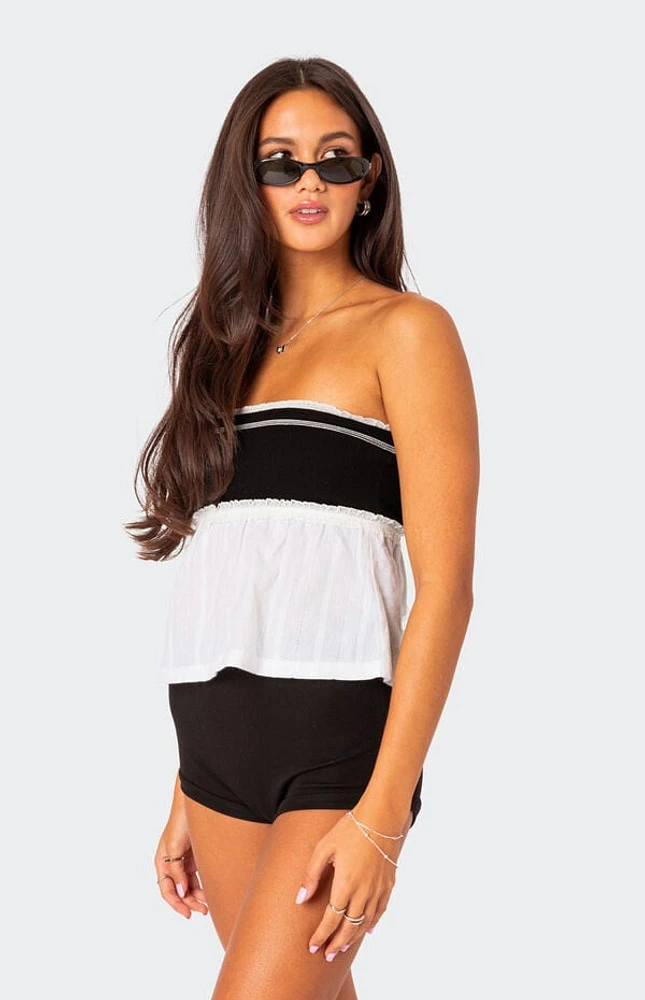 Edikted Rena Ribbed Peplum Tube Top