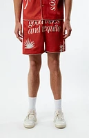 Los Sundays Red Good Vibes 5" Swim Trunks