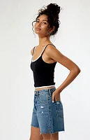Pacsun Eco Dark Indigo Ripped High Waisted Relaxed Jorts