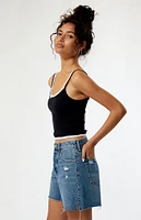 PacSun Eco Dark Indigo Ripped High Waisted Relaxed Jorts