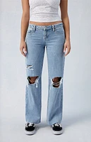 PacSun Eco Light Indigo Ripped Wren Low Rise Wide Leg Jeans