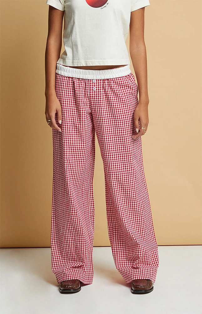 Beverly and Beck Red Gingham Boxer Pajama Pants