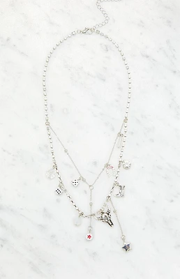 LA Hearts Western Layered Charm Necklace